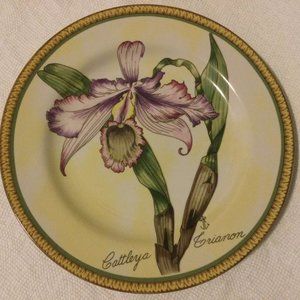 2 American Atelier Botanical Salad dessert plates stoneware floral purple